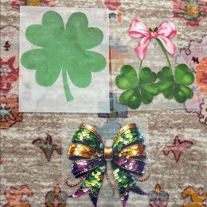 Colorful Bow and Clover heat press and clover spangle